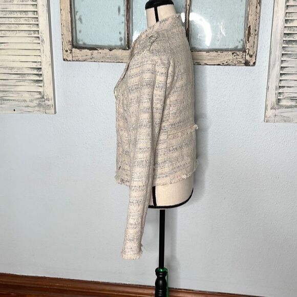 Vici Women's Ivory Collared Striped Jacket Size Large - Picture 7 of 12